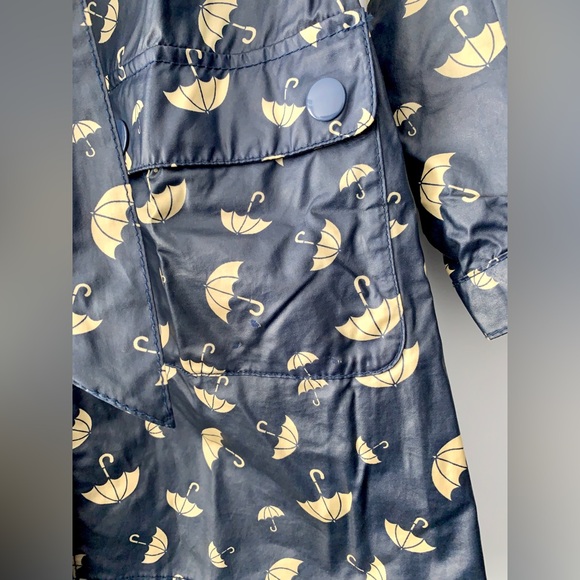 Super cute ☂️ well-loved H&M navy umbrella print hooded belted trench RAINCOAT - Picture 4 of 8